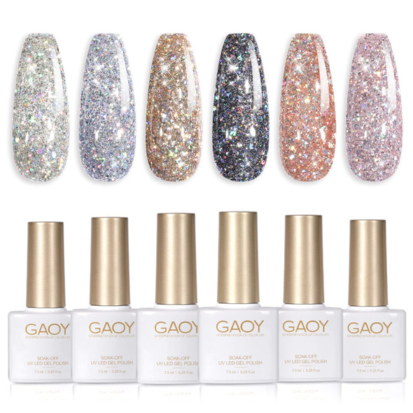 GAOY Chrome Platinum Glitter Gel Nail Polish Set
