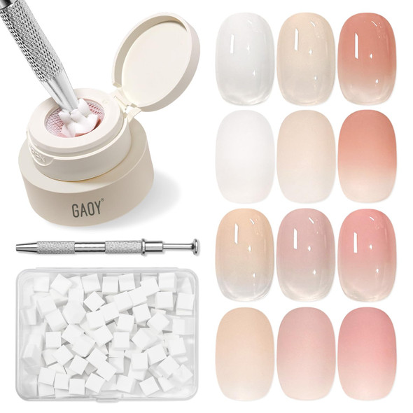 GAOY Cushion Ombre Painting Gel Kit for Aura & Blend Nails, Cherry Blossom