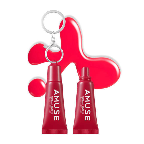 AMUSE SEOUL Care Tint Lip Balm Keyring - Moisturizing Tinted Lip Balm Keychain Hydrating Lip Gloss Soothing Lip Care Glossy Finish Vegan 6g