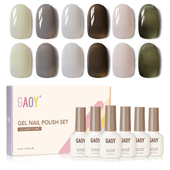 GAOY Dark Gel Nail Polish Set, 6 Color