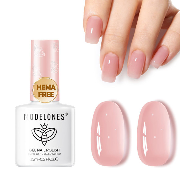 modelones HEMA-Free White Gel Nail Polish 15ml, 28+ Days Long Lasting, UV LED Soak Off, 15ml Summer Nail Art & Suit for French Tip, Glazed Clean Girl