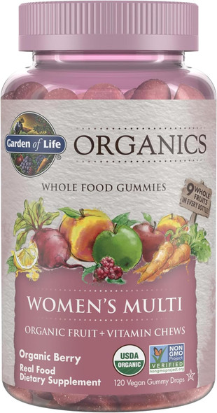 Garden of Life Organics Women's Multivitamin Gummies, Berry, 120 Gummies