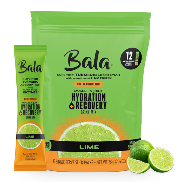 Bala Enzyme Hydration & Sugar Free Hydration Packets Turmeric Drink Mix May Contribute to Overall Wellness Zero Sugar Electrolytes Powder