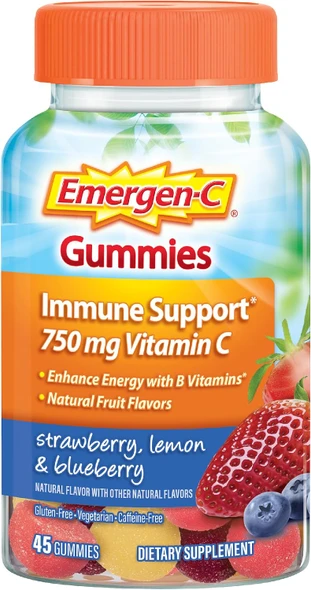 Emergen-C Vitamin C 750mg Immune Support Gummies, Mixed Fruit, 45 Gummies