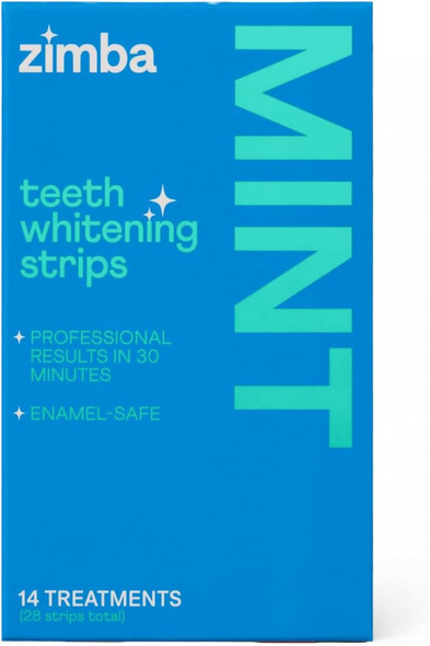 Zimba Coconut Flavored Teeth Whitening Strips Vegan Enamel Safe Hydrogen Peroxide Teeth Whitener for Coffee Wine Tobacco and Other Stains