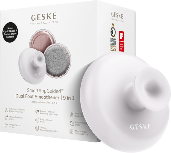 GESKE Dual Foot Smoothener | 9 in 1 | Two-Sided Foot File | Pumice Stone & Nano-Crystalline Glass | for Soft, Smooth Feet | Advanced Callus Removal & Exfoliation | Ideal for Your Pedicure Set