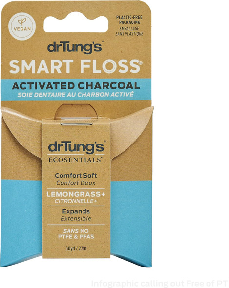 DrTung's Vegan Activated Charcoal Floss  Lemongrass Flavor