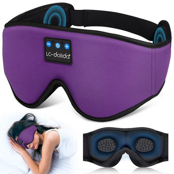 LC-dolida Sleep Headphones Sleep Mask Bluetooth Wireless Music Eye Mask Sleeping Headphones for Side Sleepers Sleep Mask with Bluetooth Headphones Ultra Thin Stereo Speakers Perfect for Sleeping