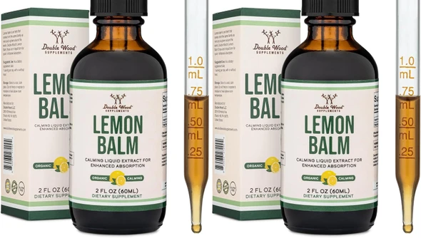 Double Wood Supplements Lemon Balm Liquid Drops 590mg Calm Sleep + Digestion 120 Servings
