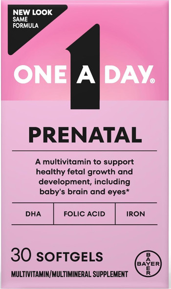 One A Day Prenatal Vitamins Folic Acid Iron Omega 3 Pregnancy Vitamins for Women Prenatal Multivitamin for Mom and Baby Support Pregnancy