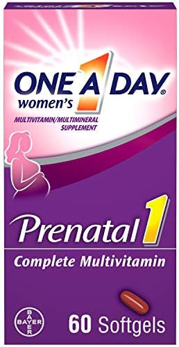 One A Day Women's Prenatal 1 Multivitamin Including Vitamin A  Vitamin C Vitamin D B6, B12 Iron Omega 3 DHA & more Tablet Softgels 60 Count  Supplement