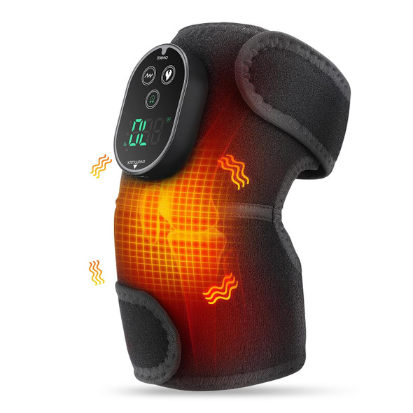 FlareMore Cordless Heated Knee Massager with Vibration FSA Eligible HSA Heated Knee Brace Wrap Heating Shoulder Brace Support Wrap for Knee Elbow Heating Pad with 6 Heating Levels 3 Massage Modes andTimer