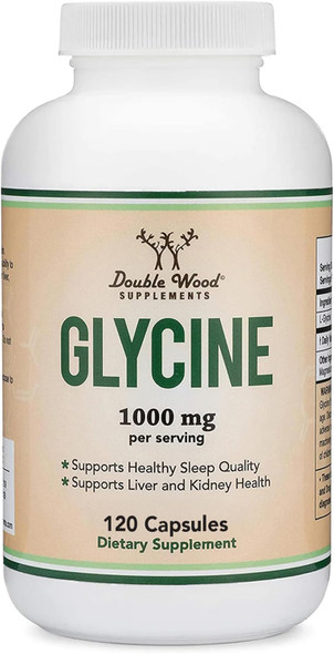 Double Wood Supplements Glycine Capsules 1000mg Supports Restful Sleep & Relaxation