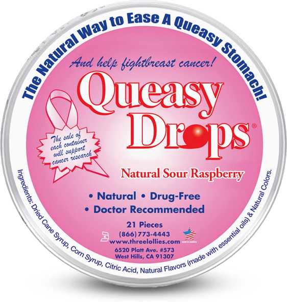 Three Lollies Queasy Drops Relief from Nausea & Travel Sickness Soothes a Dry Mouth & Settles Stomach Natural Ingredients