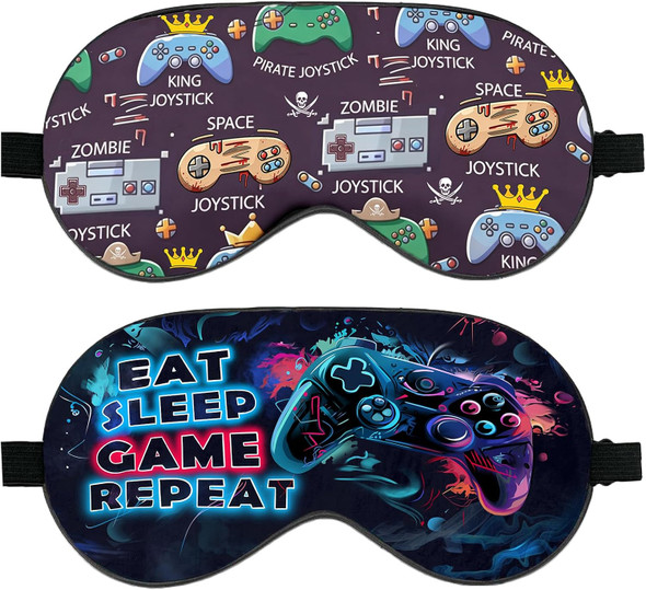 knIykmr 2 Pcs Boys Sleep Eye Mask Guys Blackout Sleeping Silk Mask for Kids Adult Children's Travel Eye Cover Blindfold for Game