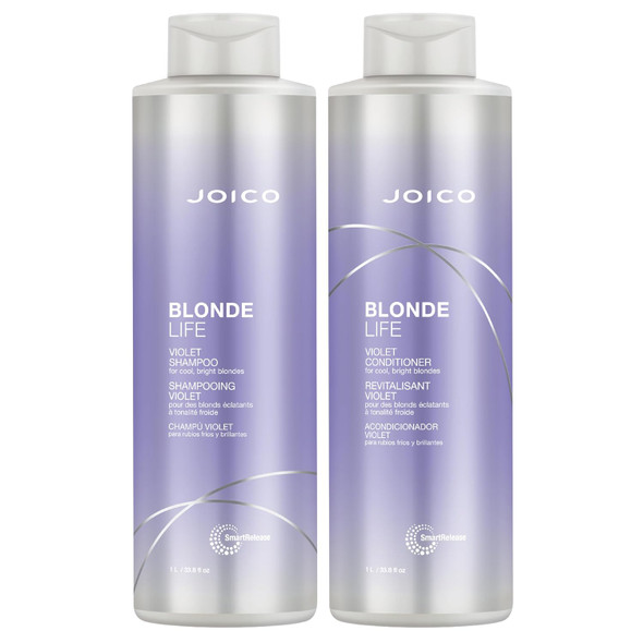 Joico Blonde Life Violet Shampoo  and  Conditioner Set For Cool and  Bright Blonde Hair  Neutralize Brassy Tones  Banish Yellow Tones  Boost Shine  Sulfate Free  Fortified With Monoi and  Tamanu Oil
