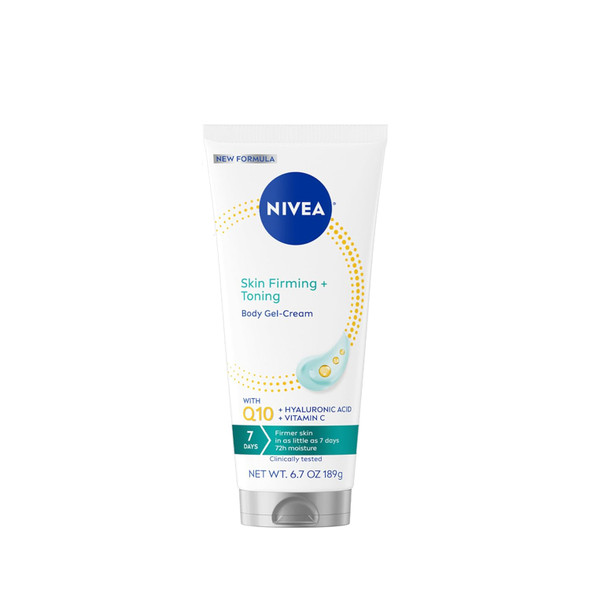 NIVEA Skin Firming  and  Toning Body Gel Cream with Q10 Hyaluronic Acid and Vitamin C Clinically Tested Skin Firming  and Toning Cream 72-Hour Moisture