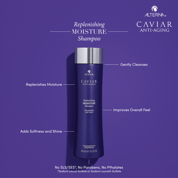 Alterna CAVIAR Anti-Aging Replenishing Moisture Shampoo  For Dry Brittle Hair  Protects Restores and  Hydrates  Sulfate Free
