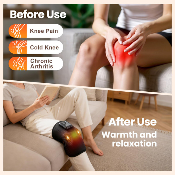 Telepepe Knee Massager with 6 Heat & 6 Vibration Massage, Single