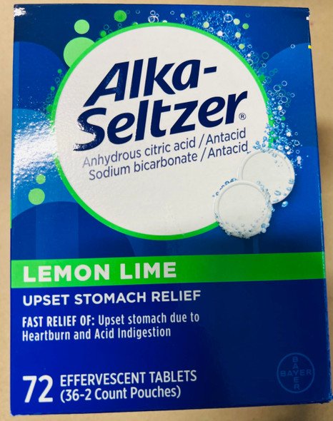 AlkaSeltzer Lemon Lime Effervescent Antacid Tablets 72 Count
