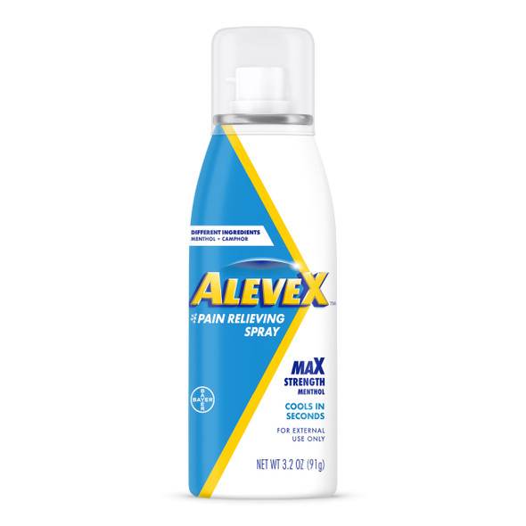 Alevex Pain Relieving Spray Fast Acting and Fast Drying For Targeted Pain Relief 3.2 Oz Spray