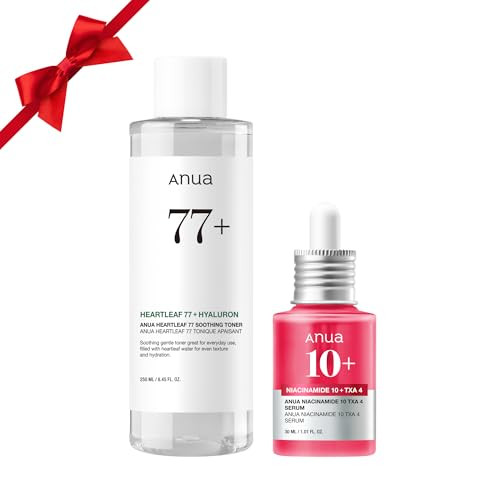 Anua Skin Prep Duo 10% Niacinamide+4% Tranexamic Acid Serum and Heartleaf 77 Soothing Toner For Glow Skin Hyaluronic Acid Vitamin B12 Calming Hydrating Ph Balance Korean Skincare Set