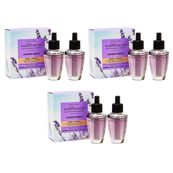 Bath and Body Works Lavender Vanilla Wallflowers Refills PlugIn Air Freshener Refill For AtHome Use AlwaysOn Fragrance Natural Essential Oils RoomFilling Fragrance Thoughtful 6Pack