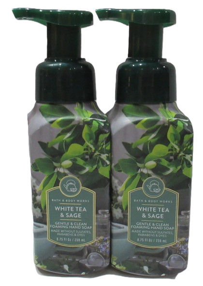 Bath and Body Works Bath And Body Works White Tea and Sage Gentle Foaming Hand Soap 8.75 Ounce 2Pack White Sage 17.5 Ounce