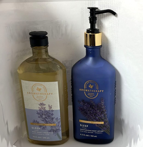 Bath and Body Works Aromatherapy Sleep Lavender + Vanilla Body Lotion + Body Wash and Foam Bath 10 Fl Oz 6.5 Fl Oz