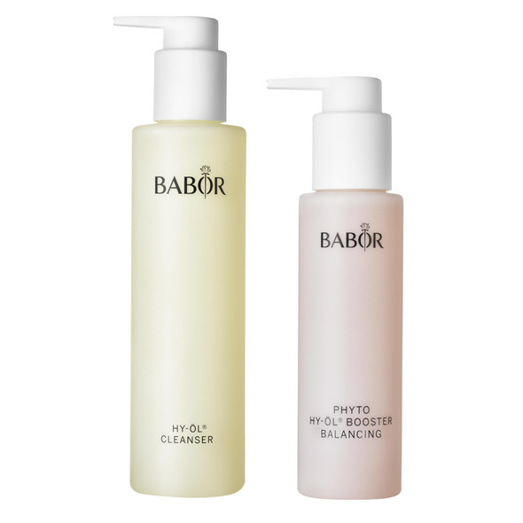 Babor HyOl Cleanser and Phyto HyOl Booster Balancing Set Double Cleansing Oil Cleanser And Makeup Remover Oil Evens Complexion For Combination and Oily Skin