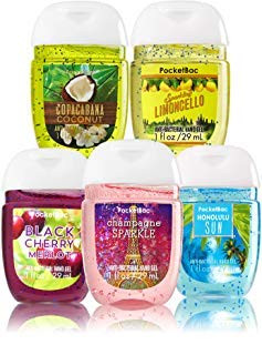 Bath And Body Works AntiBacterial Hand Gel 5Pack Pocketbac Sanitizers Assorted Scents 1 Fl Oz Each