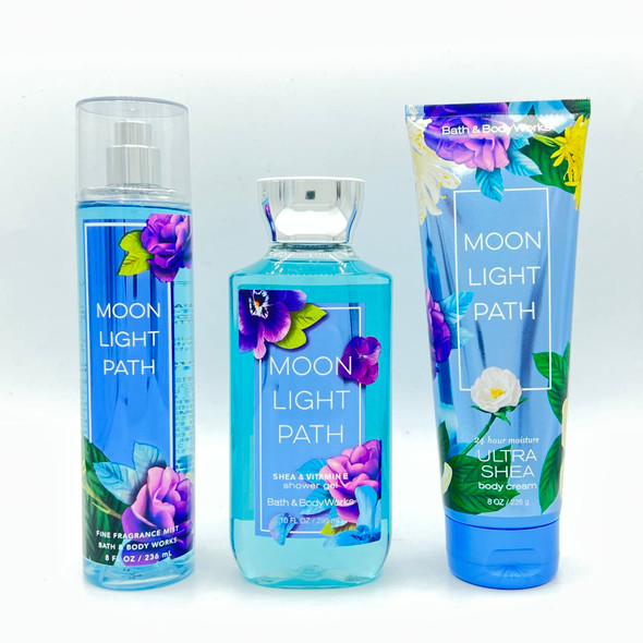 Bath and Body Works Moonlight Path Body Set Shower Gel Fine Fragrance Mist and Body Cream 8 Fl Oz 10 Fl Oz 8 Fl Oz
