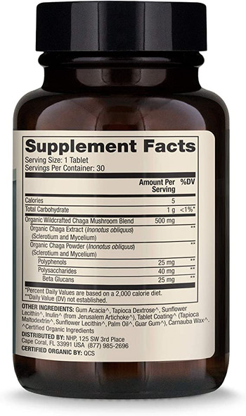 Dr. Mercola Organic Chaga Mushroom Dietary Supplement, 30 Servings (30 Tablets),Non GMO, Gluten Free, Soy Free, USDA Organic