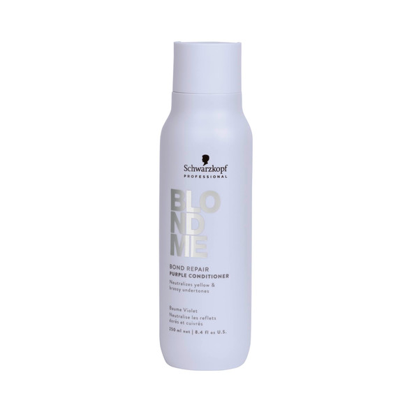 Blondme Bond Repair Purple Conditioner For Blonde Hair Neutralizes Yellow and Brassy Tones Lightweight Nourishing and Detangles For Moisturized HealthyLooking CoolToned Blondes 8.45 Fl Oz