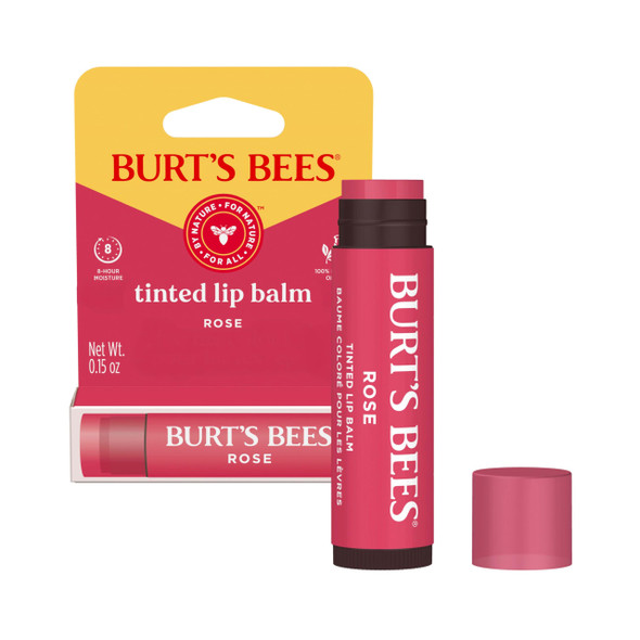 Burt'S Bees Lip Tint Balm Long Lasting 2 In 1 Duo Tinted Balm Formula Color Infused With Hydrating Shea Butter For A Natural Looking Buildable Finish Rose 1 Tube