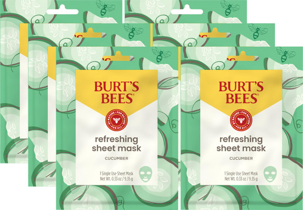 Burt'S Bees Refreshing Sheet Face Mask With Cucumber Pack Of 6