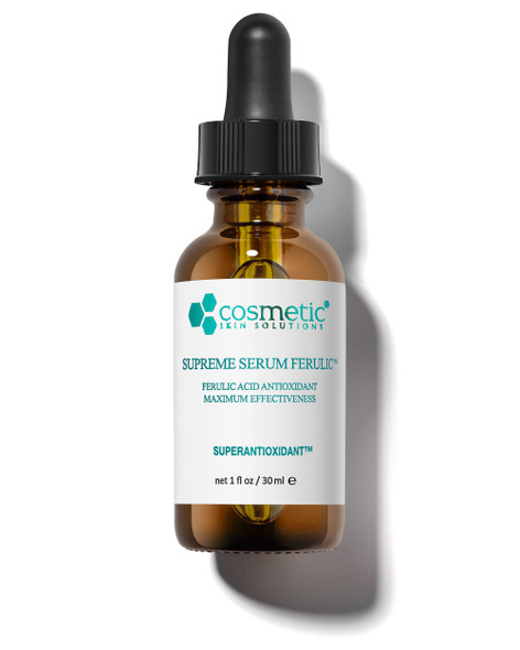 Cosmetic Skin Solutions Supreme Serum Ferulic " Antioxidant Face Formula With Ferulic Acid And Asiatic Acid " Firming Serum For Radiant Smooth Skin " Strengthens Skin Barrier and Boosts Glow " 1 Fl Oz