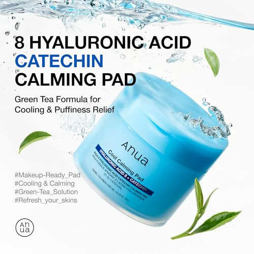 Anua 8 Hyaluronic Acid Catechin Calming Pad Pore Care and Cooling Effect With Korean Toner Pad Quick and Easy Hydrating Daily Face Mask Makeup Prep Routine Korean Skin Care 185Ml110 Pads