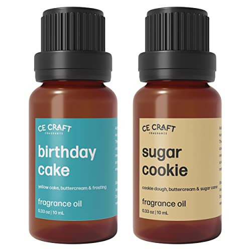 Ce Craft Premium Fragrance Oil Pair For Diffusers Sugar Cookie and Birthday Cake " Diffuser Oils Fragrances Candle Soap Making Supplies Essential Oil Aromatherapy Blends For House 10 Ml