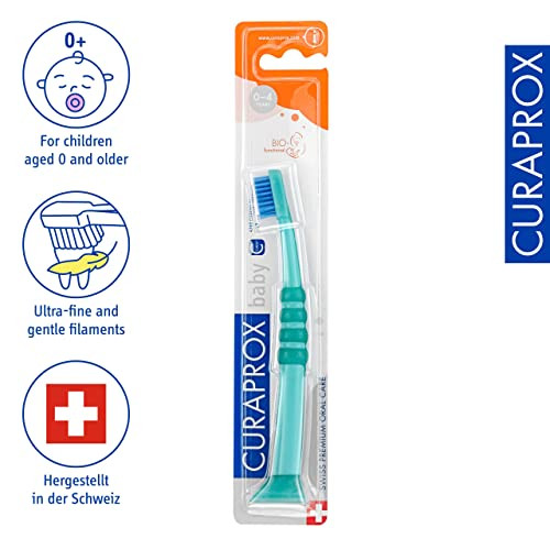 Curaprox Baby Toothbrush " For Toddlers And Infants UltraSoft Curena Bristles For Gentle Cleaning GreenGreen Single Pack