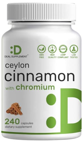 Deal Supplement Ceylon Cinnamon With Chromium 1000Mcg Active Inner Bark Extract True Sri Lanka Source Natural Cinnamon Supplements 240 Capsules