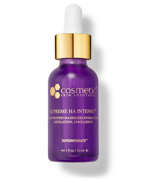 Cosmetic Skin Solutions Supreme Ha Intense " Hyaluronic Acid Serum With Vitamin E Purple Rice Extract Mandelic and Malic Acids " Hydrating And Smoothing Face Serum For Radiant Looking Skin " 1 Fl Oz