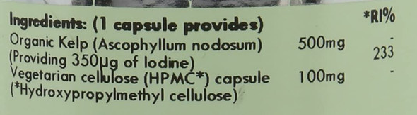 G&G Vitamins Organic Kelp 500mg - Kelp Ascophyllum Iodine - 120 Vegan Capsules