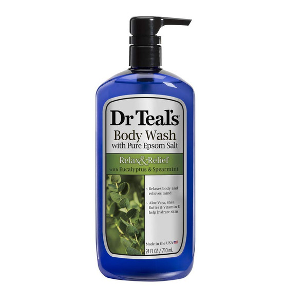Dr Teal'S Eucalyptus and Spearmint Body Wash Set 3 Pack Ea. Relax and Relief With Eucalyptus and Spearmint Blended With Pure Epsom Salt Essential Oils Clear The Mind and Senses 24Oz