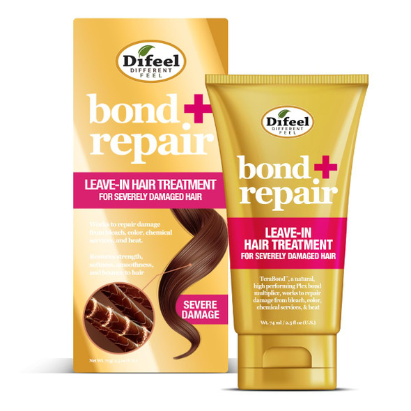 Difeel Bond and Repair Leave In Hair Treatment For Severely Damaged Hair. Deep Bond Hair Treatment Bond Rebuilder For Hair Repair 2.5 Oz