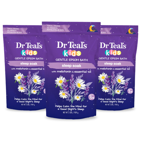 Dr Teal'S Kids Gentle Epsom Salt Sleep Soak With Melatonin and Essential Oil Blend 2 Lbs Pack Of 3