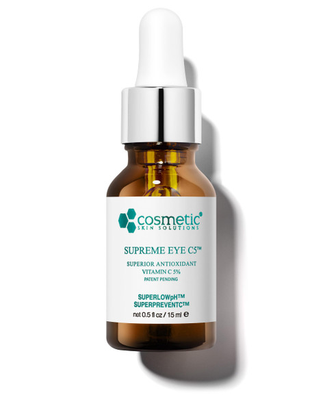 Cosmetic Skin Solutions Supreme C5 Vitamin C Eye Gel Lightweight Under Eye GelCream With 5% Vitamin C Hyaluronic Acid and Asiatic Acid Helps Reduce Dark Circles Puffiness Under Eye Bags and Fine Lines 0.5 Fl Oz