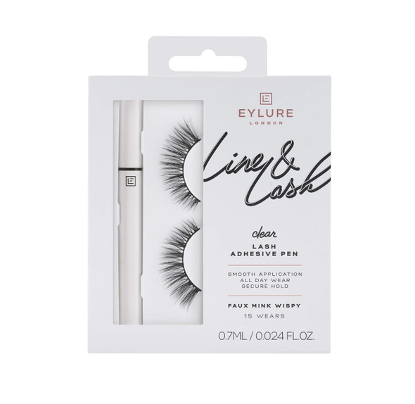 Eylure Line and Lash Kit Clear Lash Glue Pen And False Lashes Faux Mink Wispy