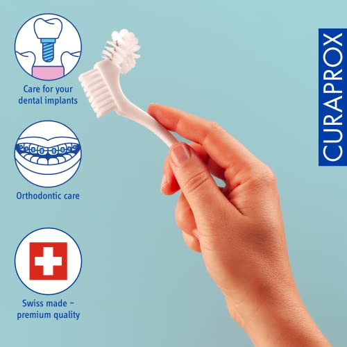 Curaprox Bdc Denture Cleaning Brush " For Gentle and Thorough Denture Care Omega Brush Design For HardToReach Areas Ergonomic Handle Mint Engineered In Switzerland