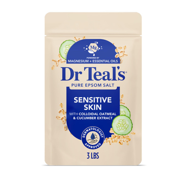 Dr Teal'S Epsom Salt Magnesium Soak Sensitive Skin With Colloidal Oatmeal and Cucumber Extract 3 Lbs
